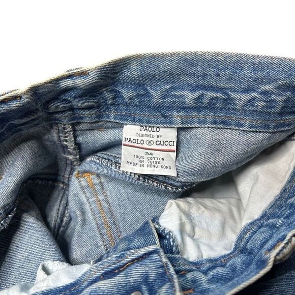 Rare Vintage 90s Paolo Gucci Tupac Biggie Wide Leg Jeans 34 - Picture 10 of 10